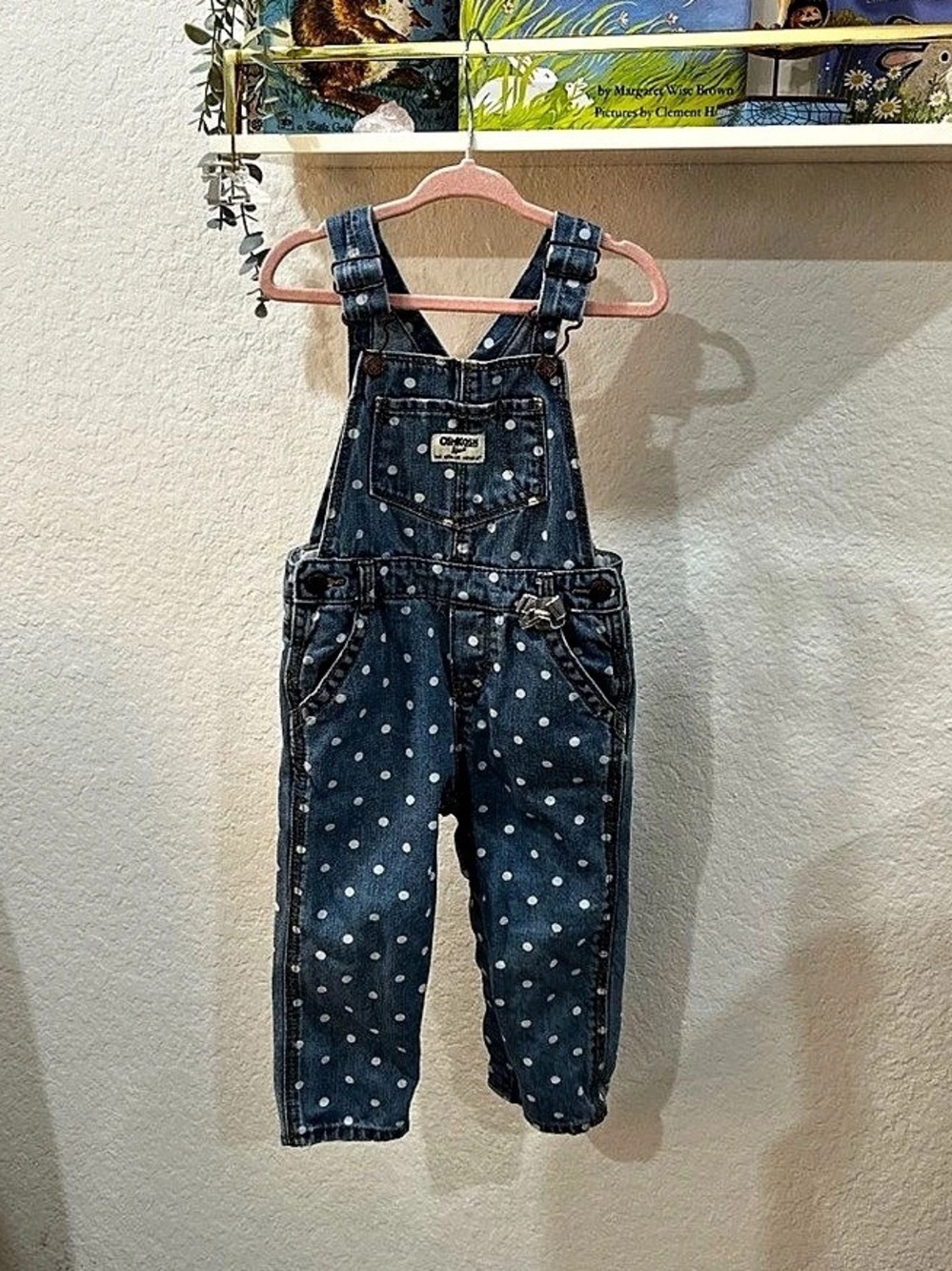 OshKosh B'gosh Polka Dot Denim Overalls
